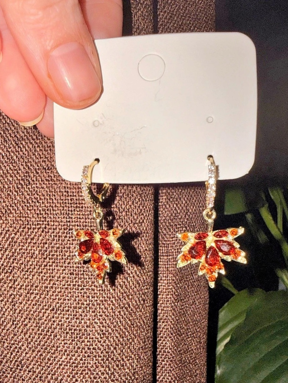 Floral Drop Earrings in Orange & Gold Like New